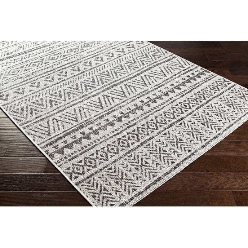 Foundstone™ Junie Black/OffWhite Indoor/Outdoor Rug & Reviews Wayfair